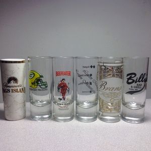 6 Novelty Tall Shot Glass Lot